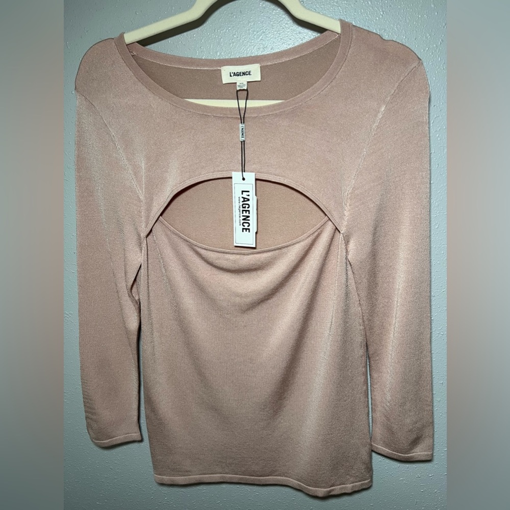 L’Agence Jocelyn Cutout Sweater in Petal Pink size Medium - Picture 2 of 7